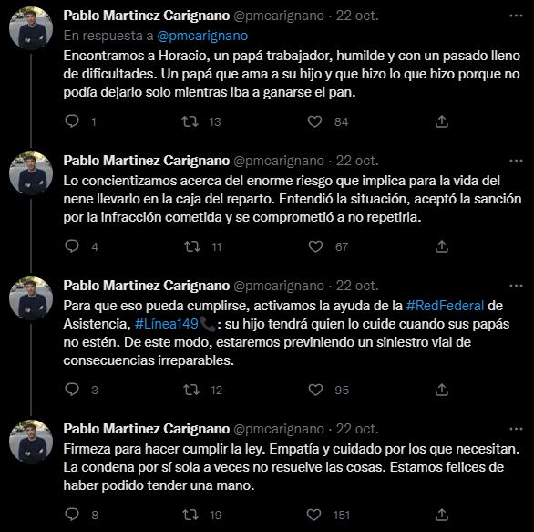 Carignano publicó desde su cuenta de Twitter como continuó el proceso. Foto: Twitter/@pmcarignano