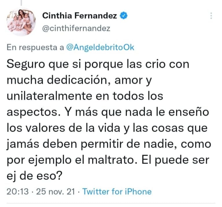 Cinthia Fernández contra Matías Defederico.