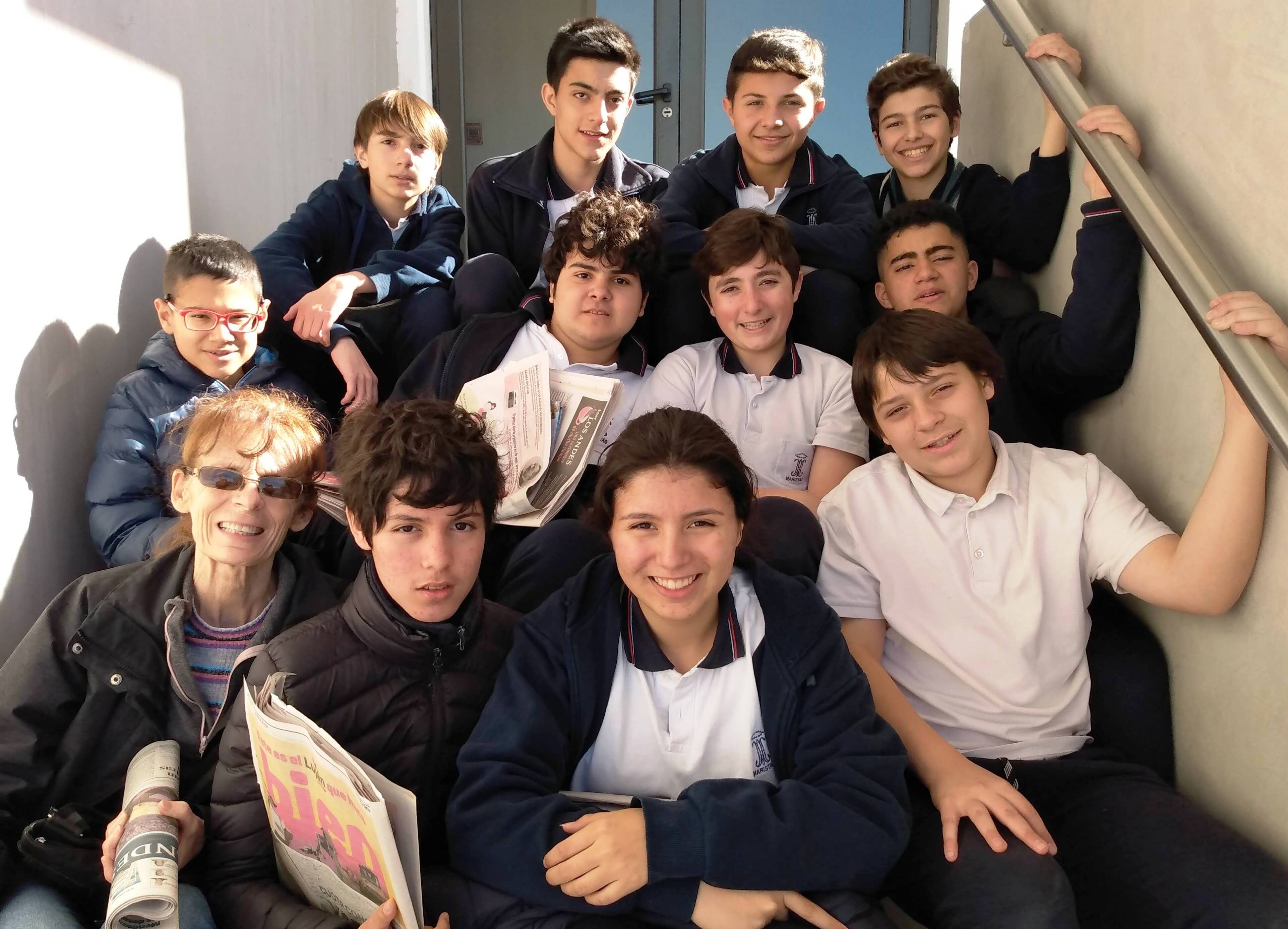 Gaspar, Emi, Manuel, Valentín, Gabriel, Gero, Benicio, Branko, Juan Cruz, Agustín y Juan Martín, acompañados por la profesora Inés Montanari.

