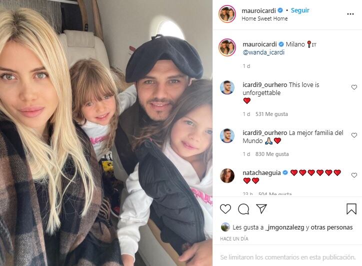 Wanda Nara está "feliz" en Milán con sus hijas y Mauro Icardi