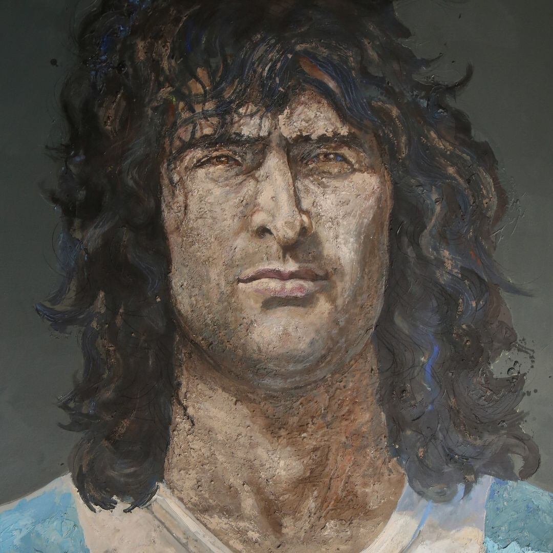 Una de las tantas obras de arte dedicadas a Mario Kempes, quien era un artista con la pelota. / archivo 