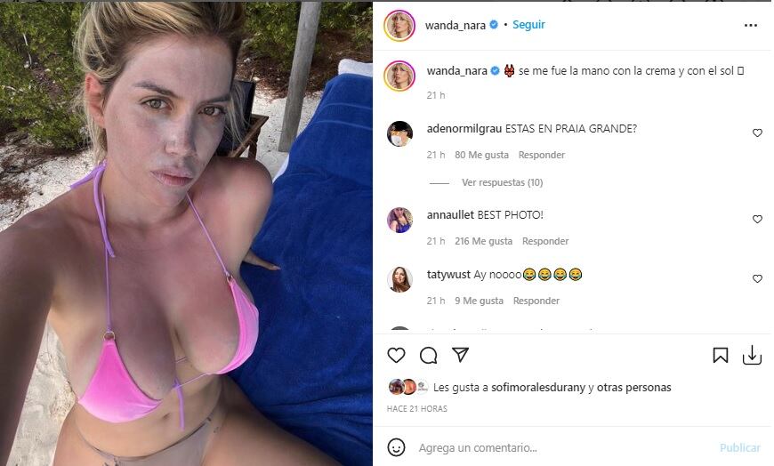 Wanda Nara se pasó con el sol y Zaira la criticó.