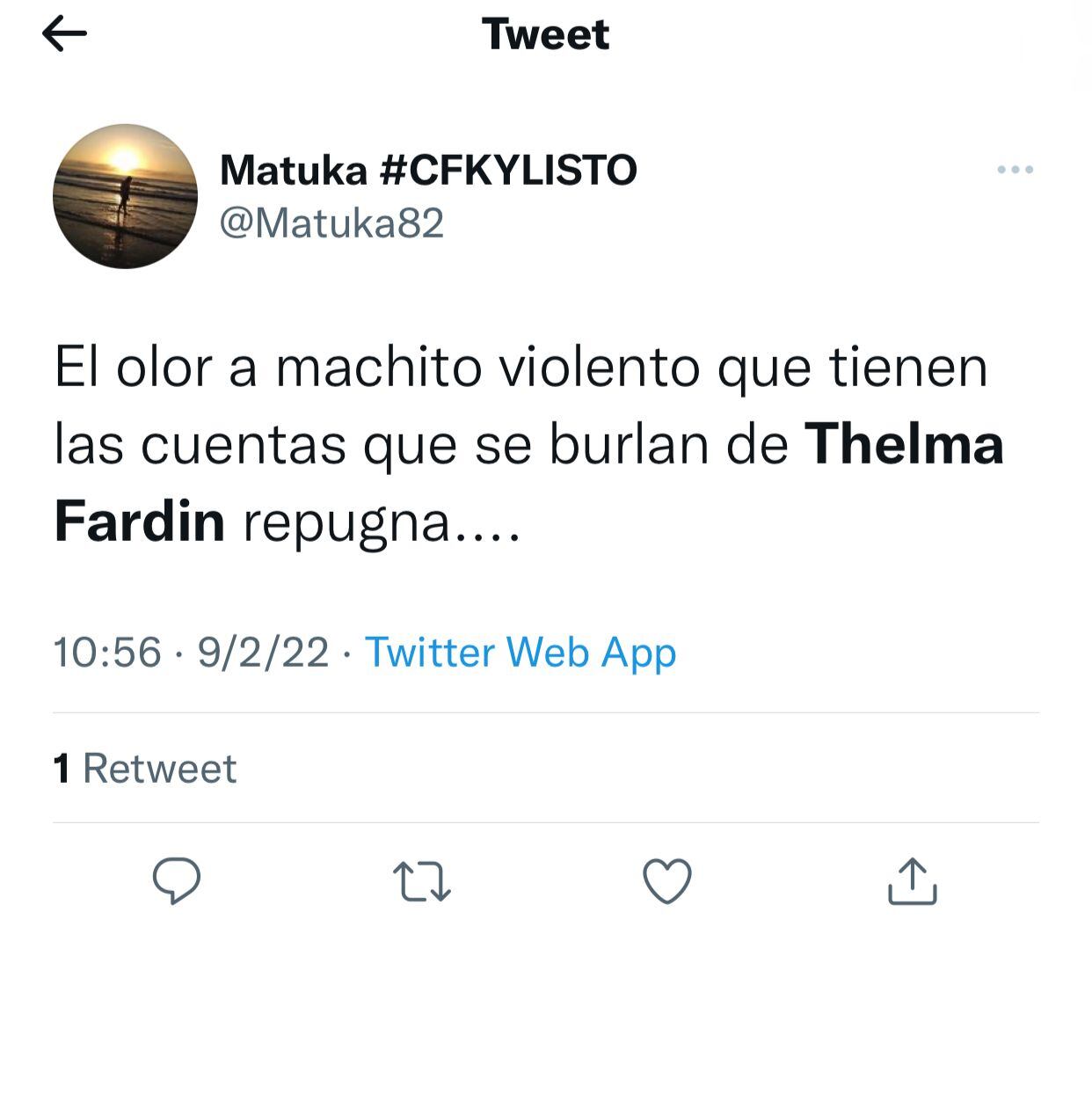 Tweets a favor y en contra de Thelma Fardín.