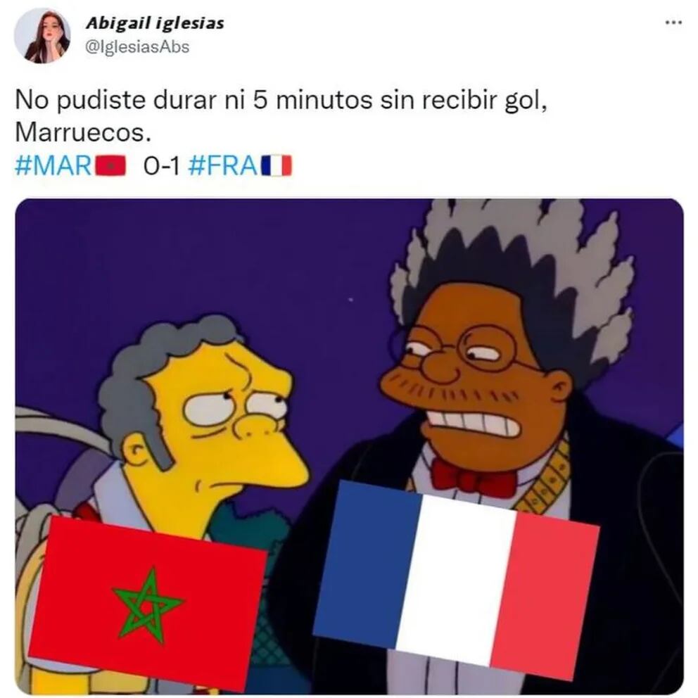 Internet se llenó de divertidos memes tras el triunfo de Francia ante Marruecos. Foto: Infobae