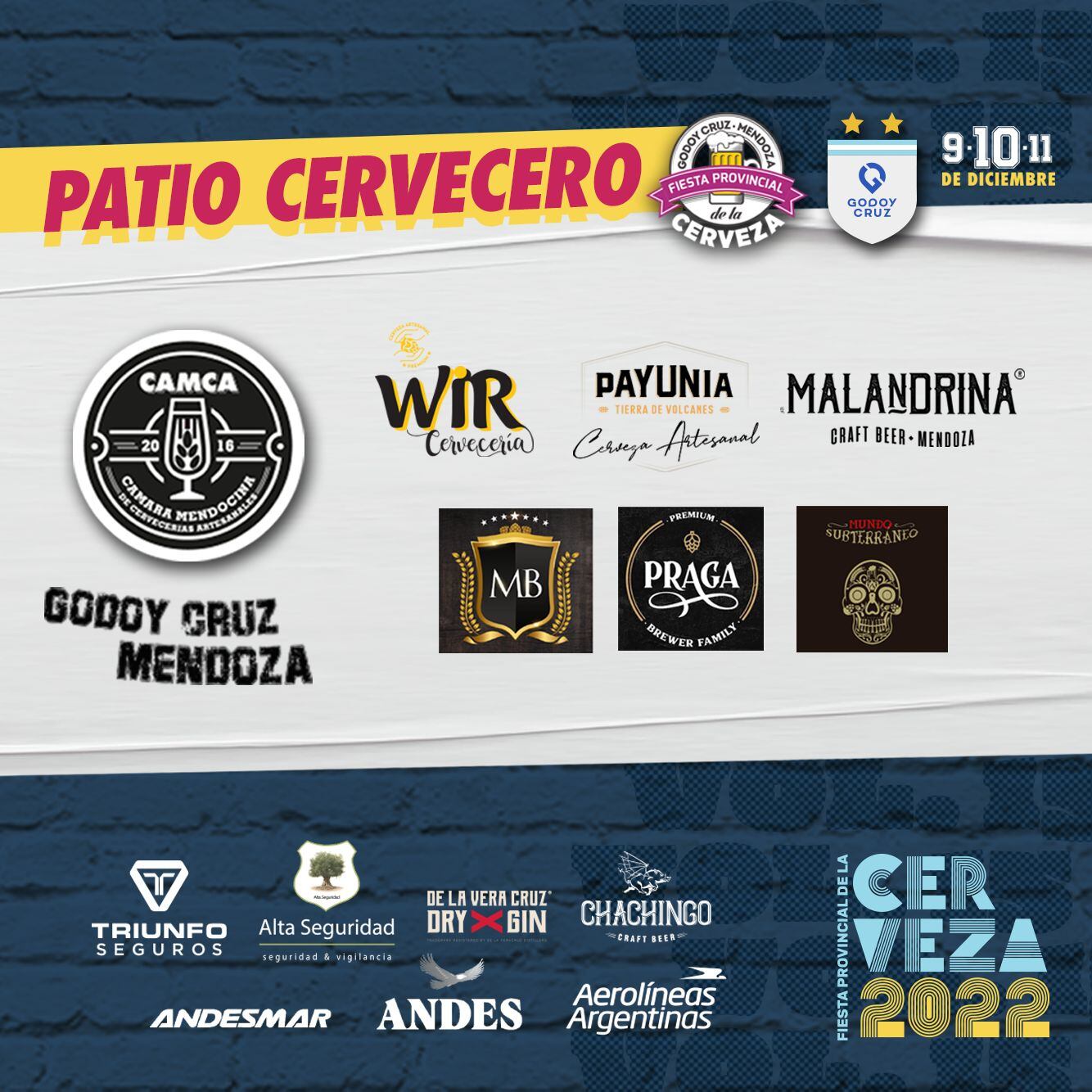 Marcas que estarán en el patio cervecero de la Fiesta de la Cerveza 2022 en Godoy Cruz