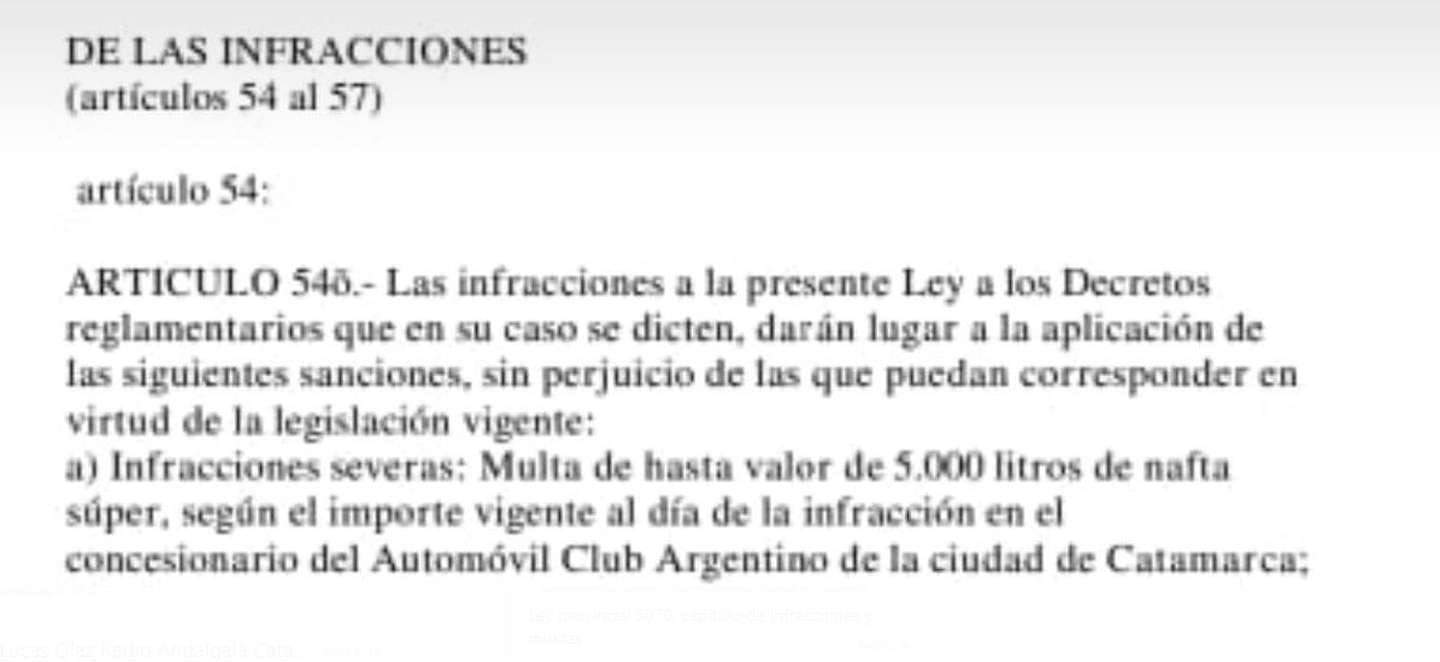 El reglamento que establece el valor de la multa a abonar por los turistas.