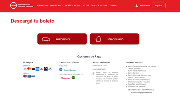 La web de ATM para descargar los boletos.