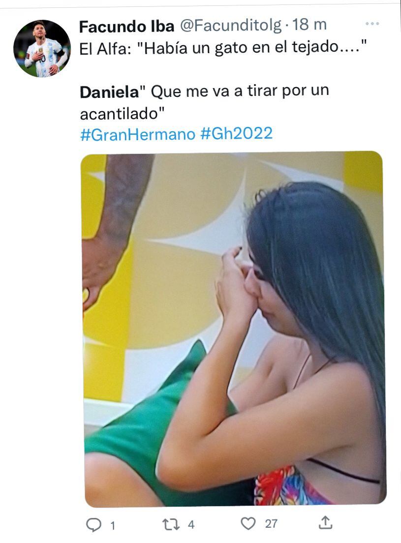 Daniela se lloró en Gran Hermano por una broma de Alfa y la hicieron meme en redes.