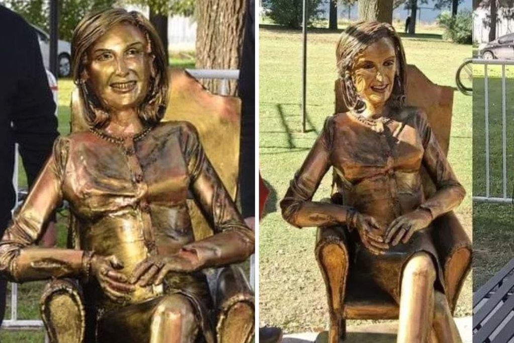 El antes y después de la estatua de Mirtha.