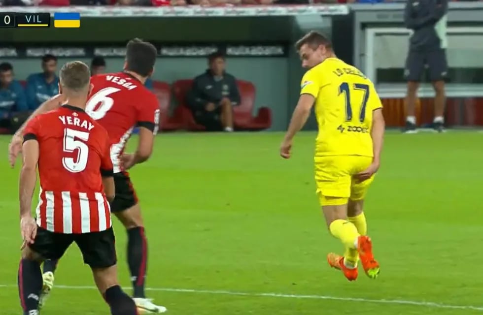 Lo Celso y el momento justo e su lesión ante el Bilbao. (Captura de TV)