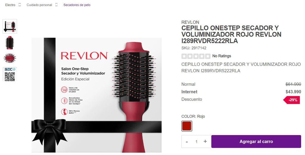 Esto sale el cepillo secador de pelo marca Revlon en Chile.